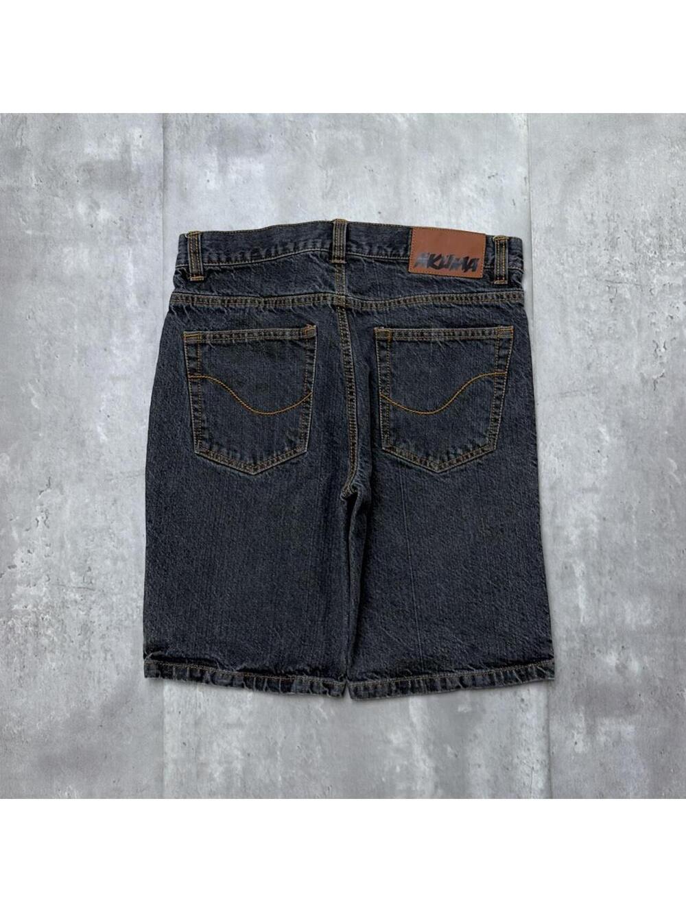 Y2K Black Akume Grunge Loose Skater Denim Jorts